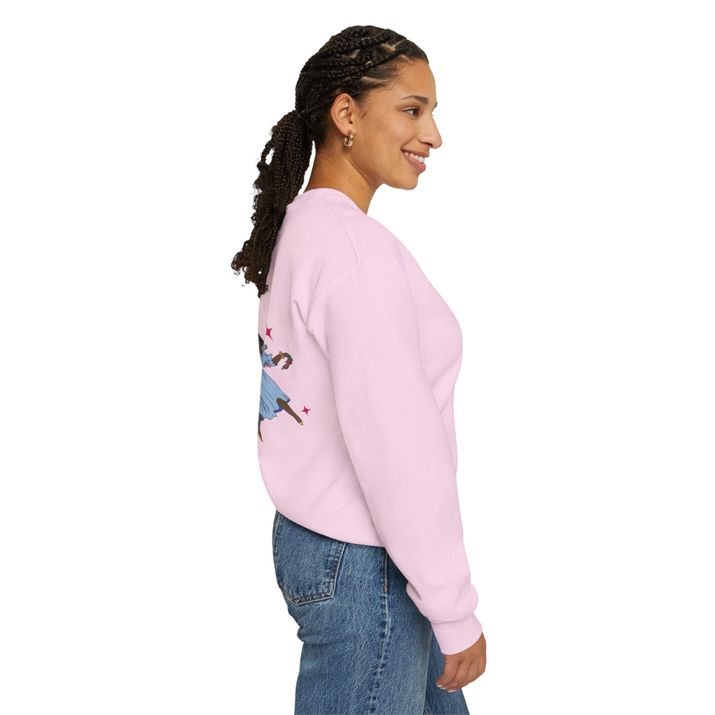 Crewneck Sweatshirt — Cute Cloud & Arabic Script Graphic (Masha' Al-Sama Al-Ahmar)