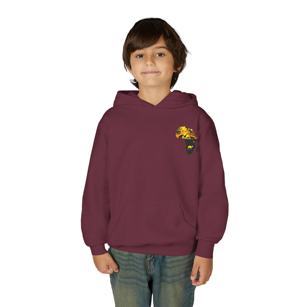 African Heritage Youth Hoodie | Secretary Bird & Africa Map | هودي أطفال أفريقيا وصقر الجديان