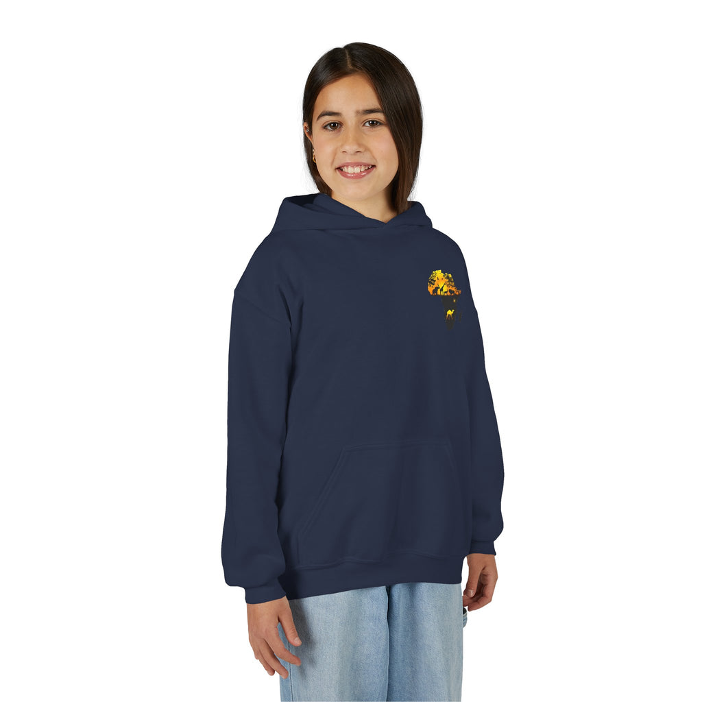 African Heritage Youth Hoodie | Secretary Bird & Africa Map | هودي أطفال أفريقيا وصقر الجديان