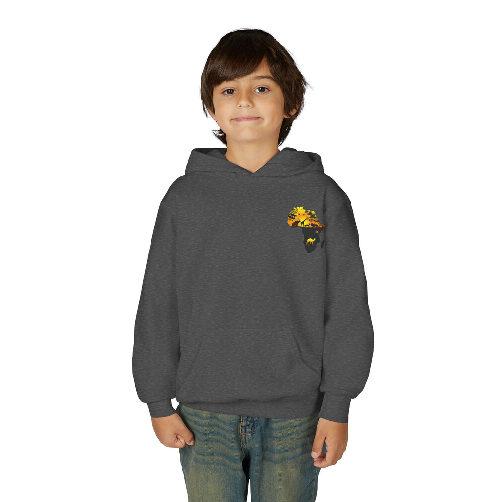African Heritage Youth Hoodie | Secretary Bird & Africa Map | هودي أطفال أفريقيا وصقر الجديان