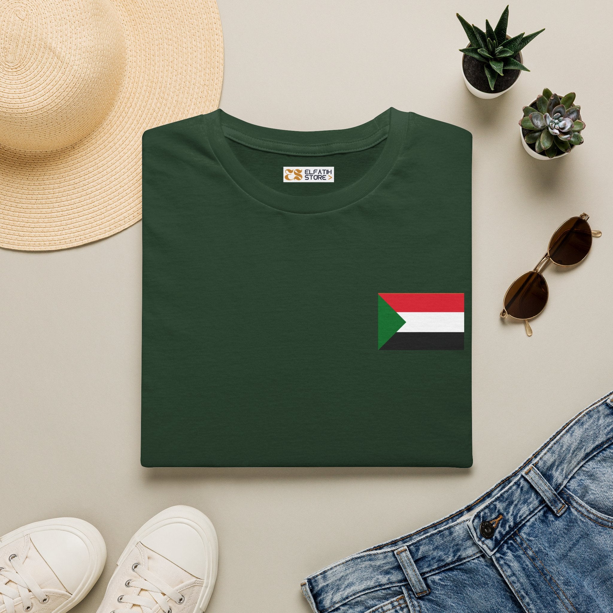 Casual T-Shirt with Sudan Flag | تيشرت فاخر وراقي علم السودان