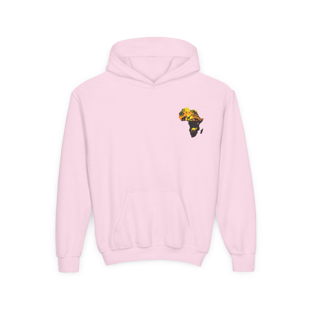 African Heritage Youth Hoodie | Secretary Bird & Africa Map | هودي أطفال أفريقيا وصقر الجديان