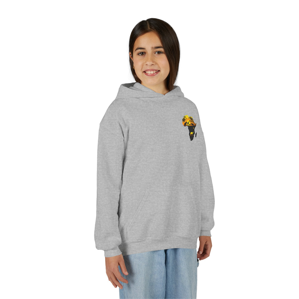 African Heritage Youth Hoodie | Secretary Bird & Africa Map | هودي أطفال أفريقيا وصقر الجديان