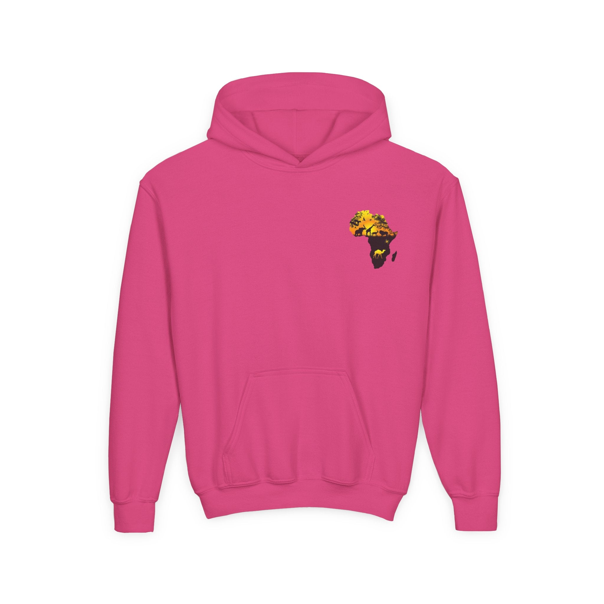 African Heritage Youth Hoodie | Secretary Bird & Africa Map | هودي أطفال أفريقيا وصقر الجديان