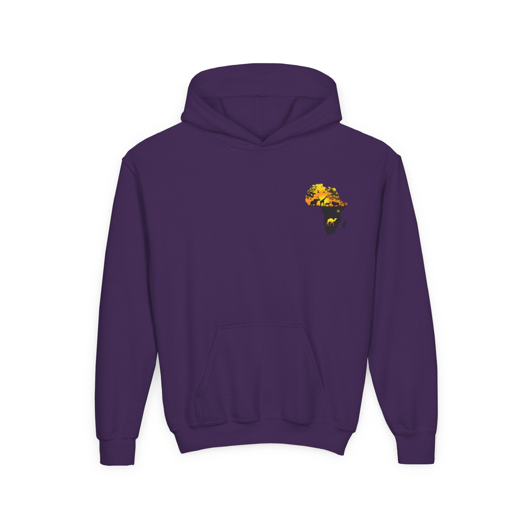 African Heritage Youth Hoodie | Secretary Bird & Africa Map | هودي أطفال أفريقيا وصقر الجديان