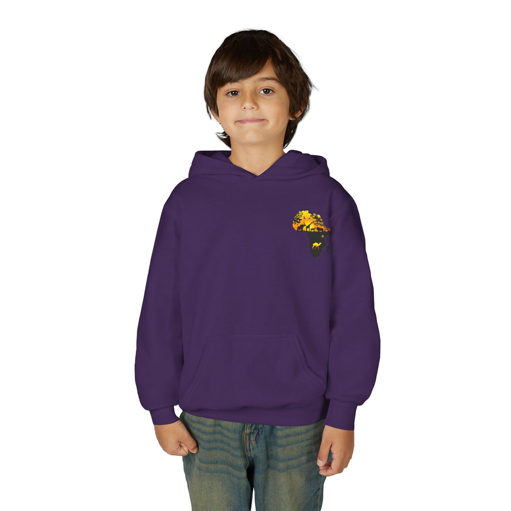 African Heritage Youth Hoodie | Secretary Bird & Africa Map | هودي أطفال أفريقيا وصقر الجديان