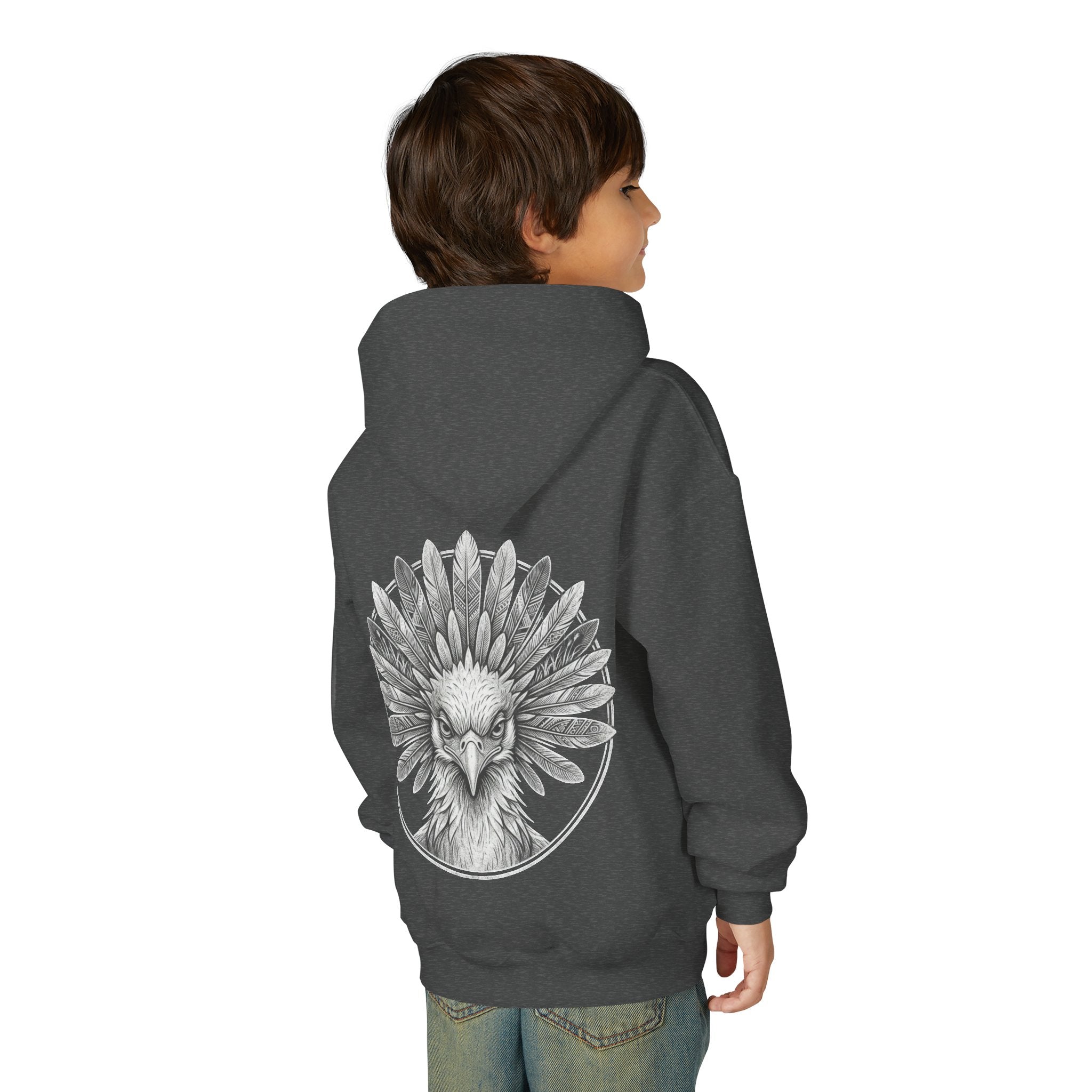 African Heritage Youth Hoodie | Secretary Bird & Africa Map | هودي أطفال أفريقيا وصقر الجديان