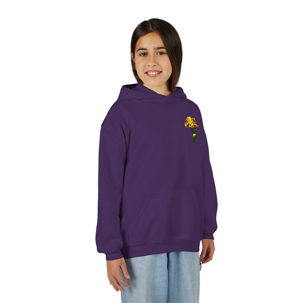 African Heritage Youth Hoodie | Secretary Bird & Africa Map | هودي أطفال أفريقيا وصقر الجديان