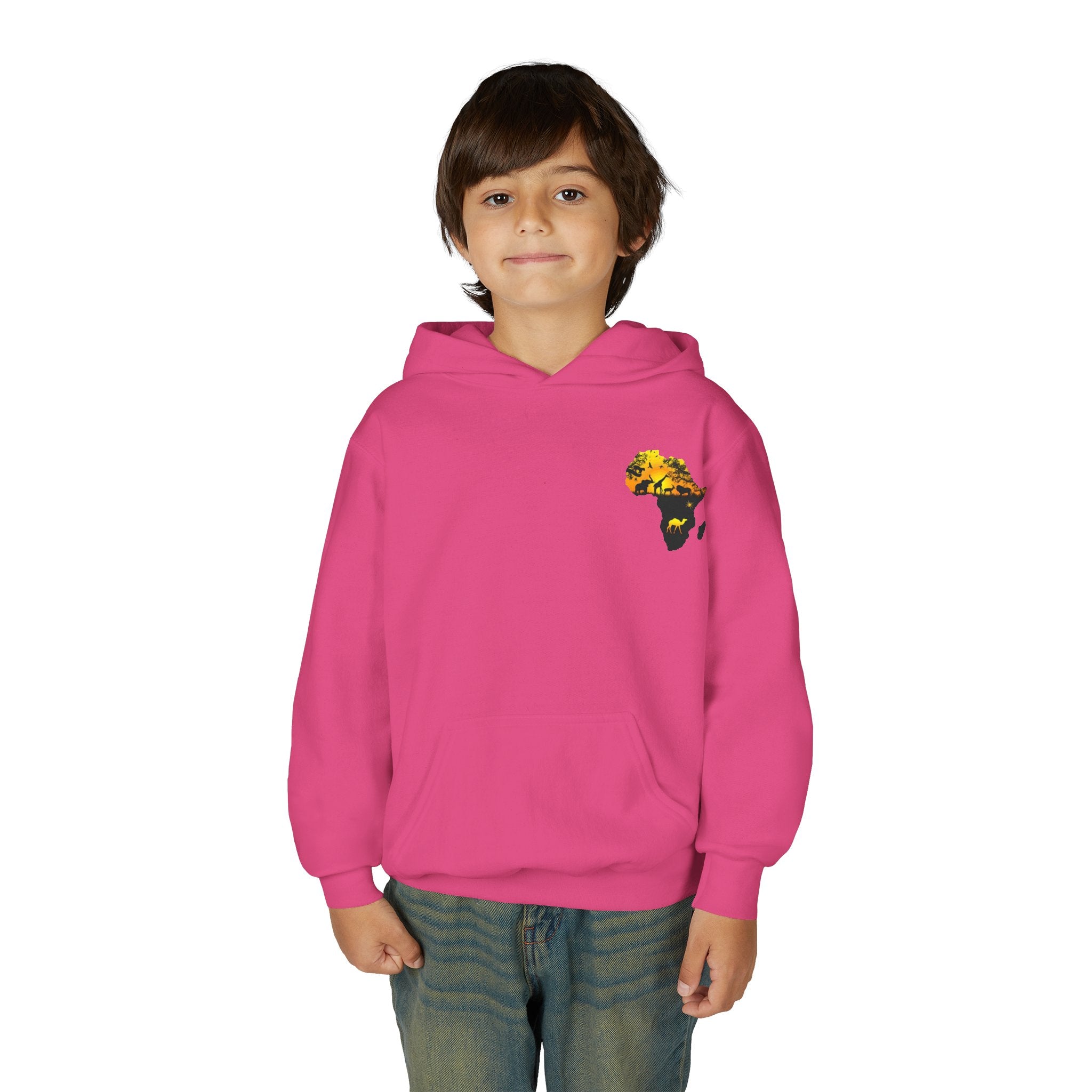African Heritage Youth Hoodie | Secretary Bird & Africa Map | هودي أطفال أفريقيا وصقر الجديان