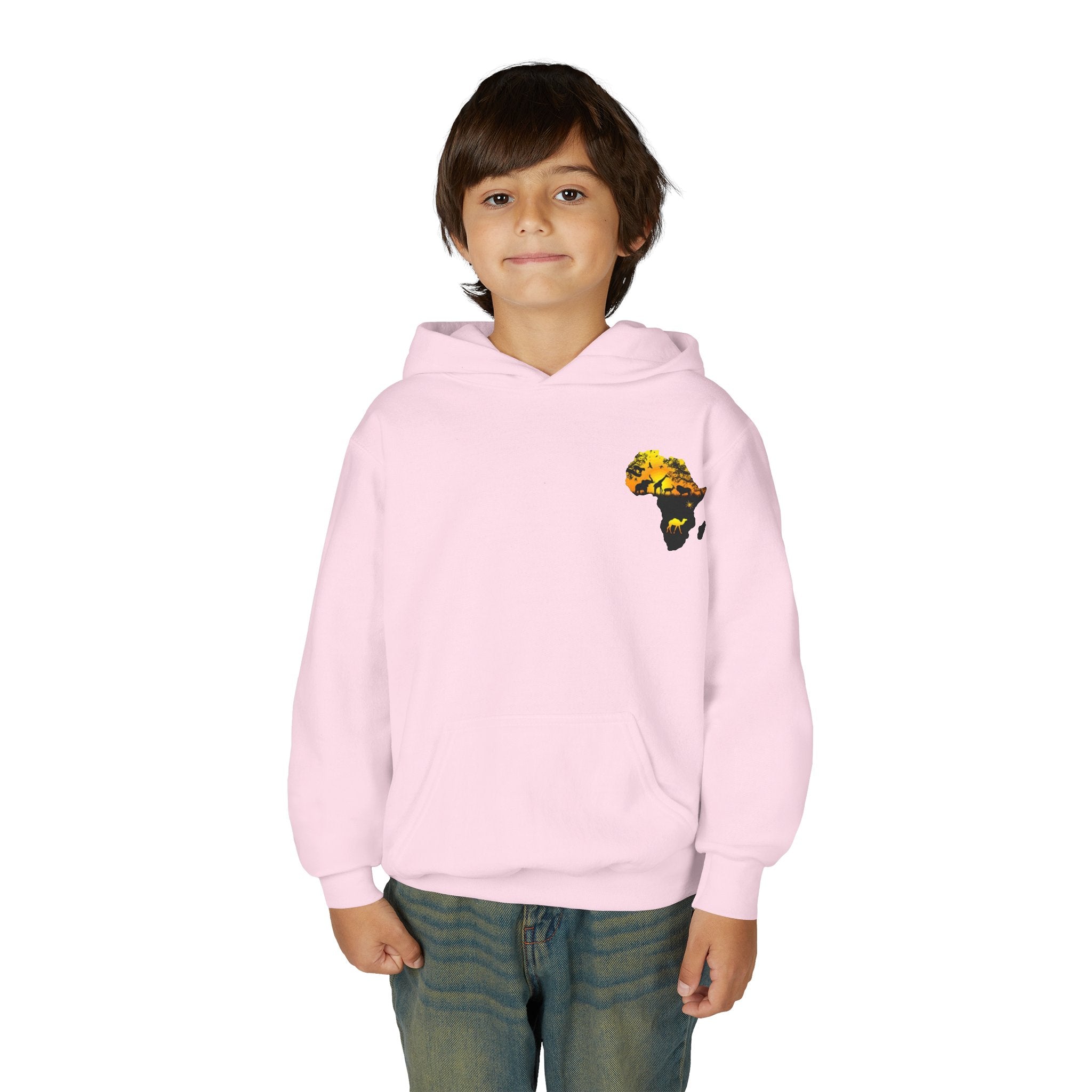 African Heritage Youth Hoodie | Secretary Bird & Africa Map | هودي أطفال أفريقيا وصقر الجديان
