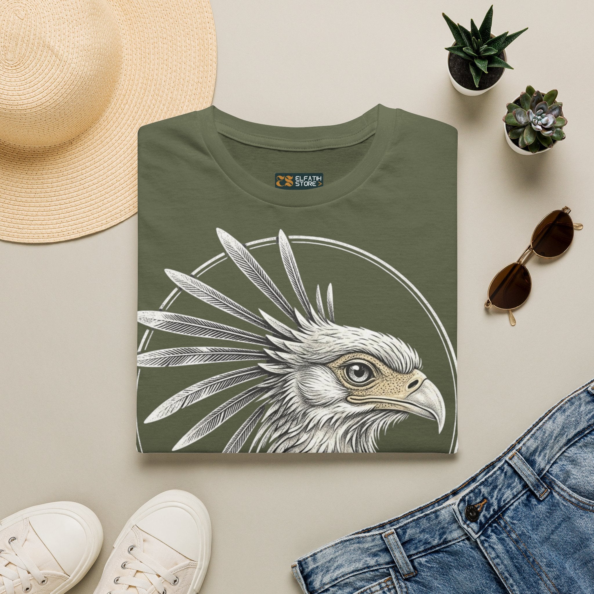 🇸🇩  Secretarybird beautiful T-Shirt | تيشرت صقر الجديان السودان قطن فاخر