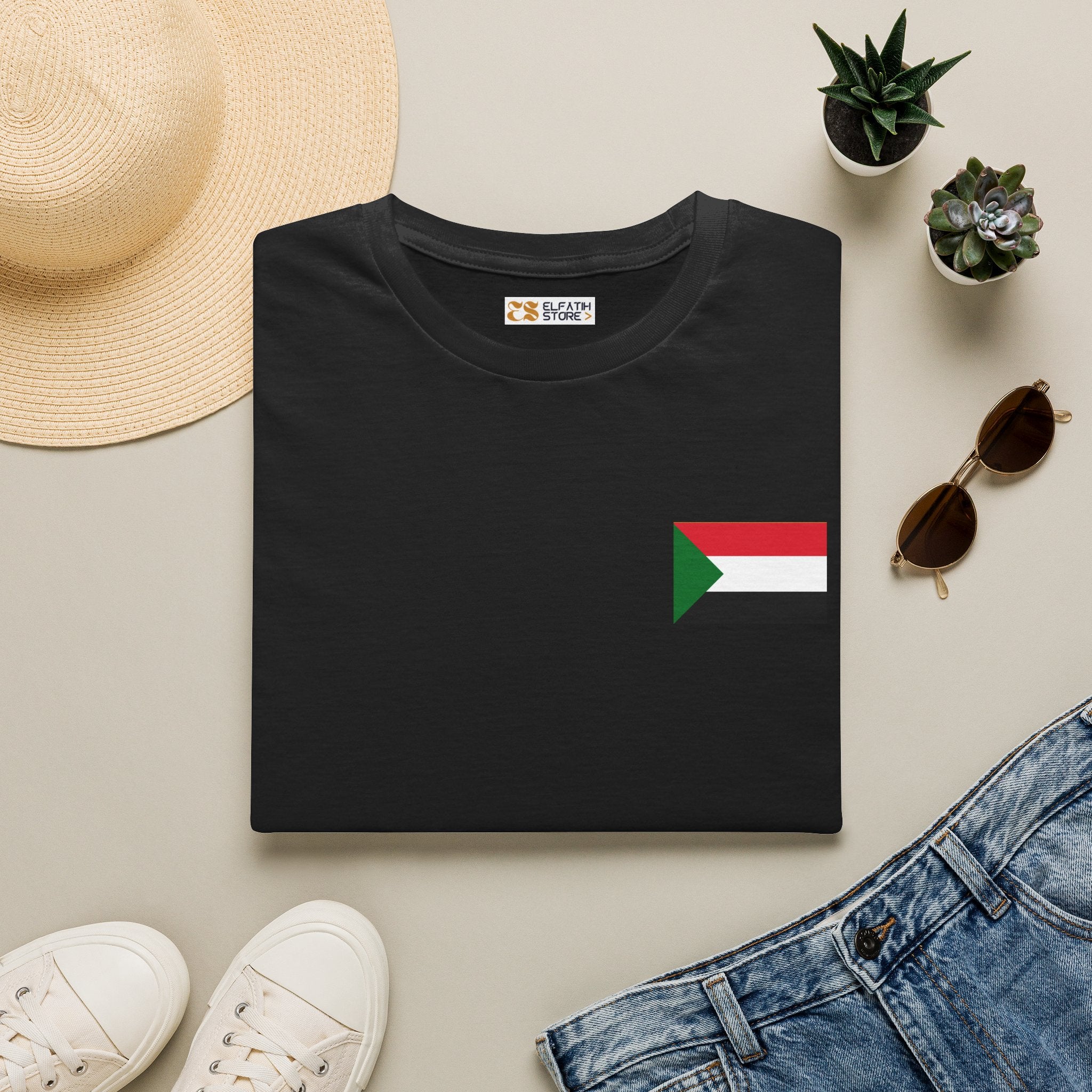 Casual T-Shirt with Sudan Flag | تيشرت فاخر وراقي علم السودان