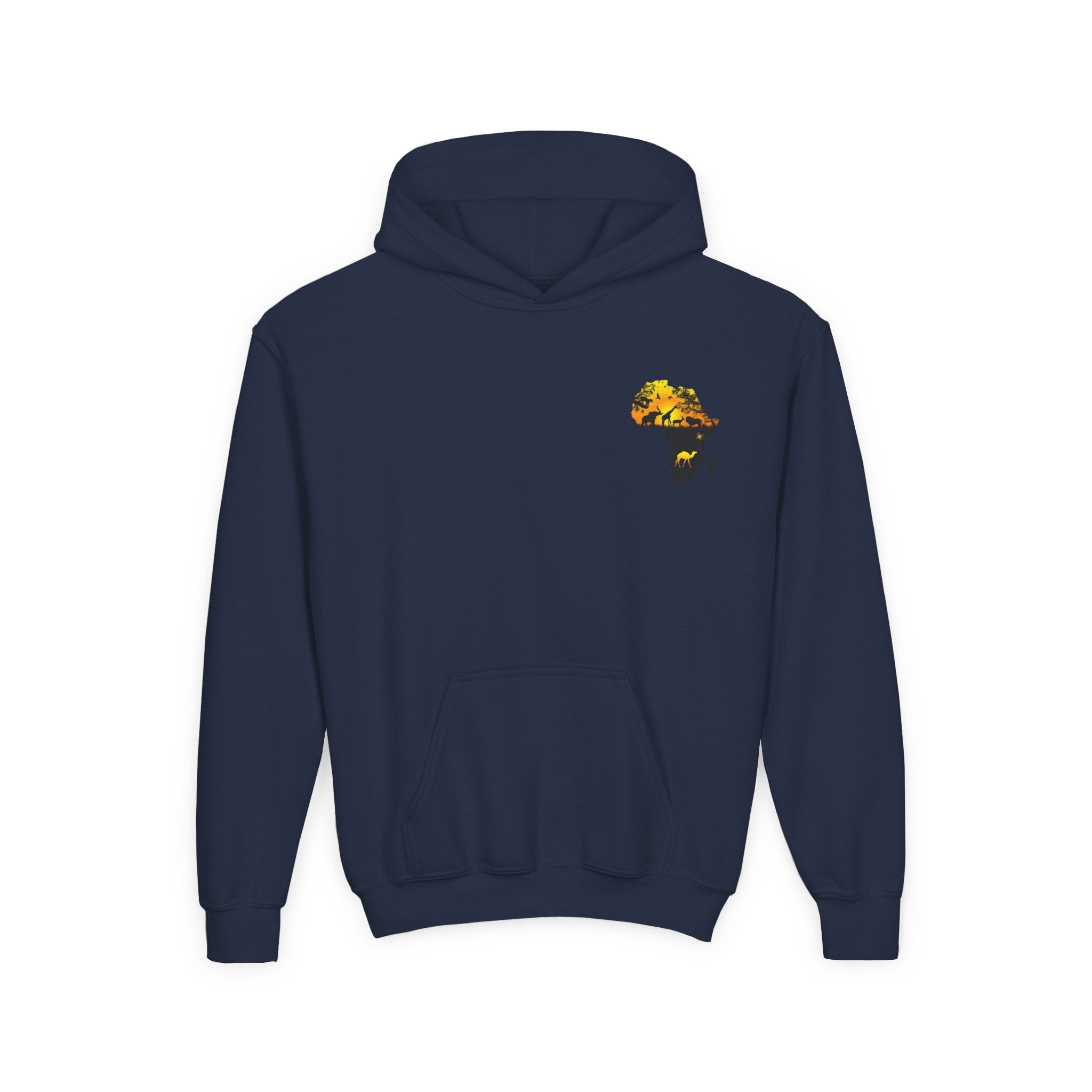 African Heritage Youth Hoodie | Secretary Bird & Africa Map | هودي أطفال أفريقيا وصقر الجديان