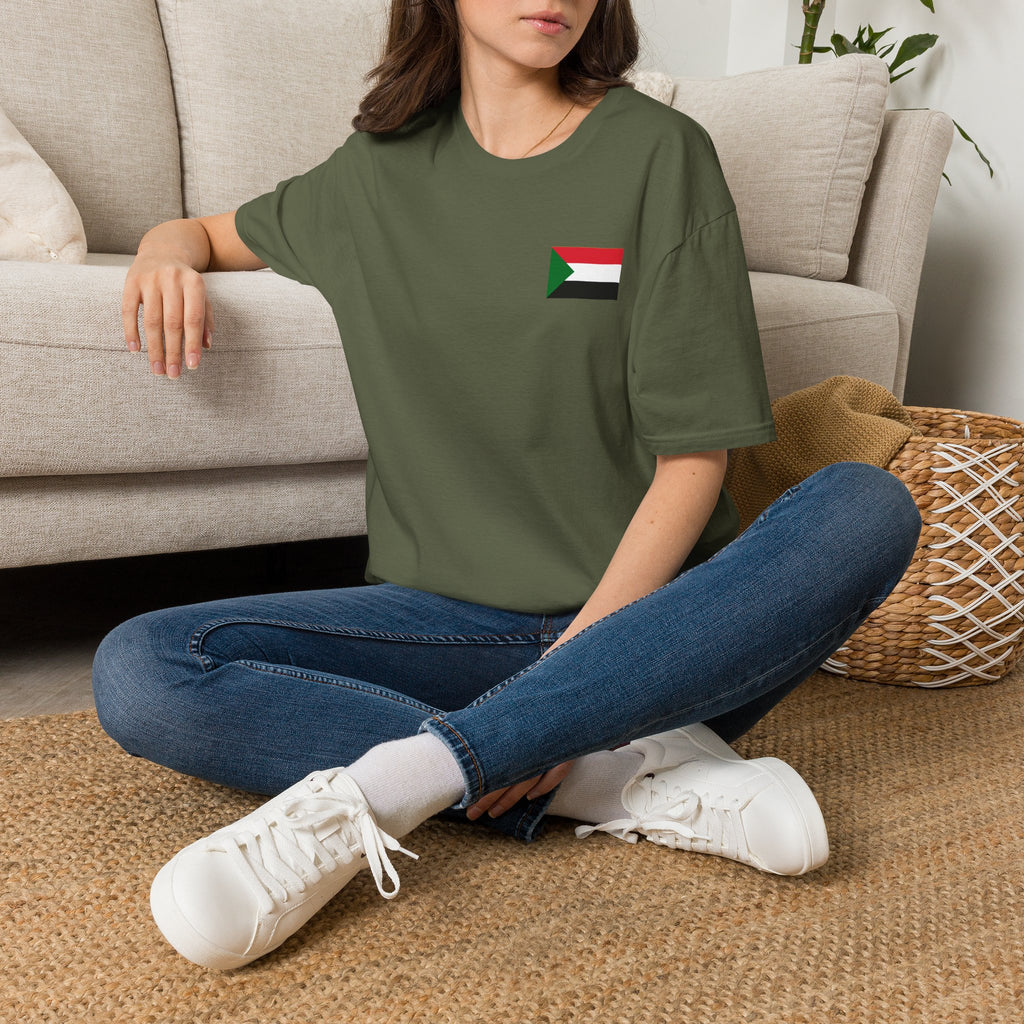 Casual T-Shirt with Sudan Flag | تيشرت فاخر وراقي علم السودان