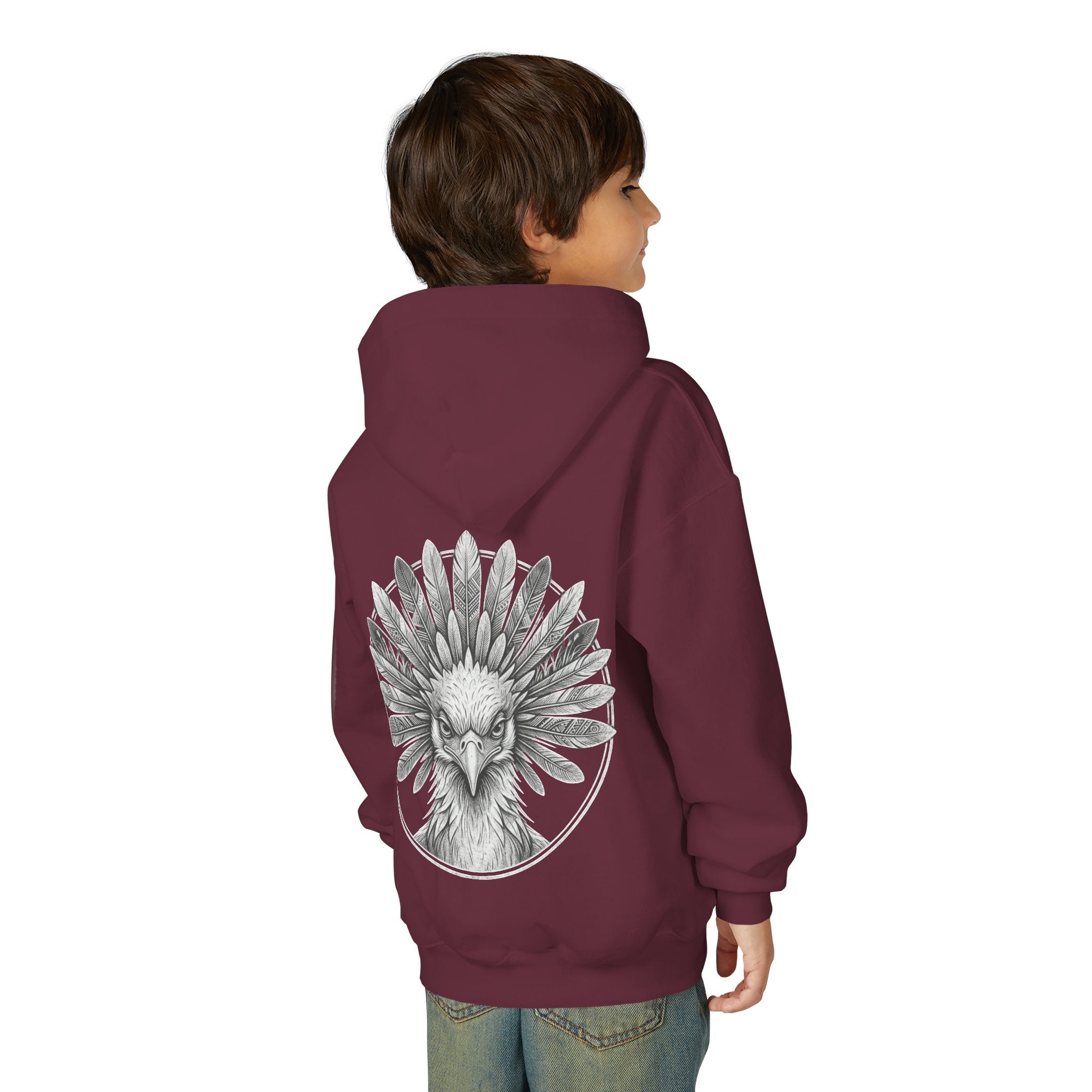 African Heritage Youth Hoodie | Secretary Bird & Africa Map | هودي أطفال أفريقيا وصقر الجديان