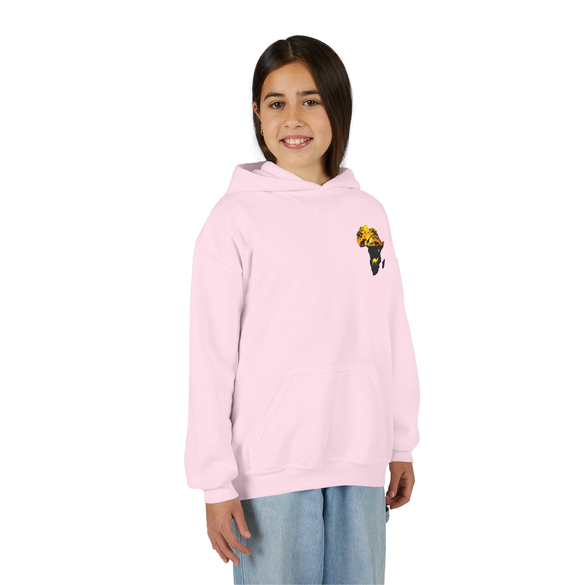 African Heritage Youth Hoodie | Secretary Bird & Africa Map | هودي أطفال أفريقيا وصقر الجديان