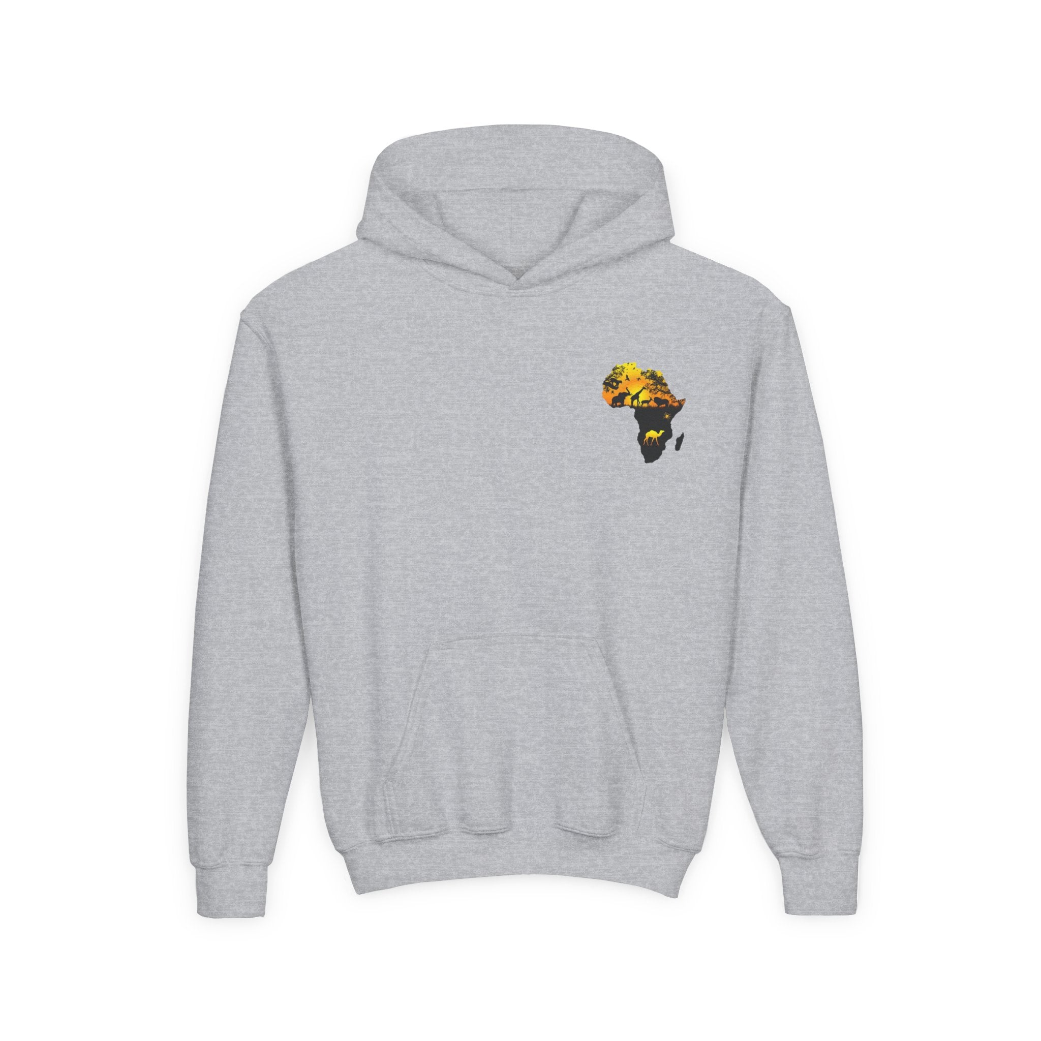 African Heritage Youth Hoodie | Secretary Bird & Africa Map | هودي أطفال أفريقيا وصقر الجديان