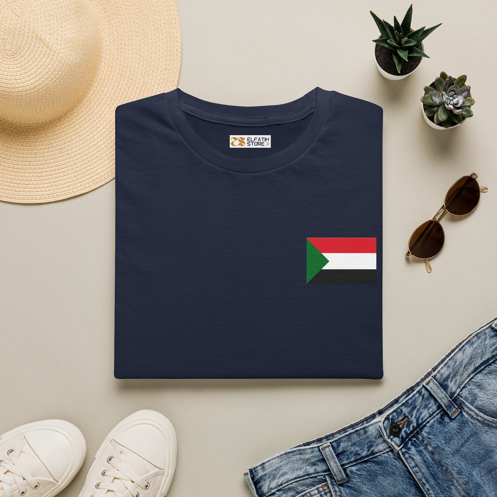 Casual T-Shirt with Sudan Flag | تيشرت فاخر وراقي علم السودان
