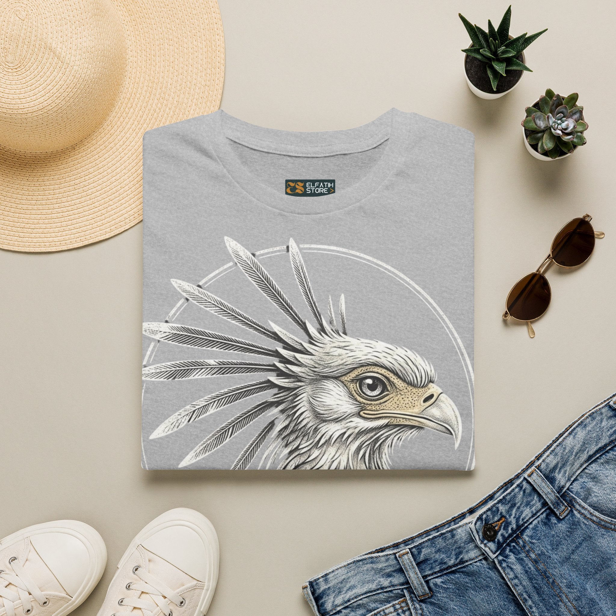 🇸🇩  Secretarybird beautiful T-Shirt | تيشرت صقر الجديان السودان قطن فاخر