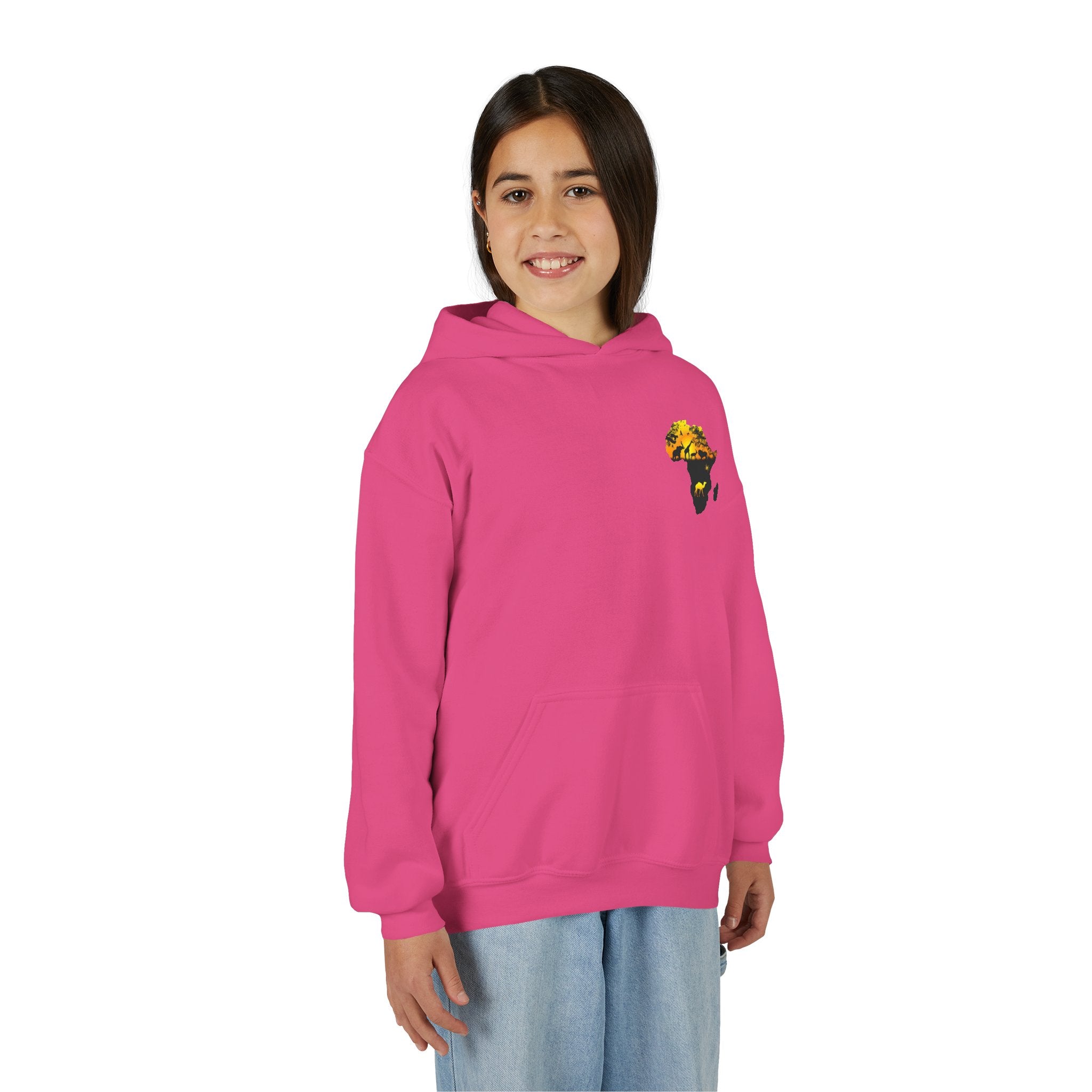 African Heritage Youth Hoodie | Secretary Bird & Africa Map | هودي أطفال أفريقيا وصقر الجديان