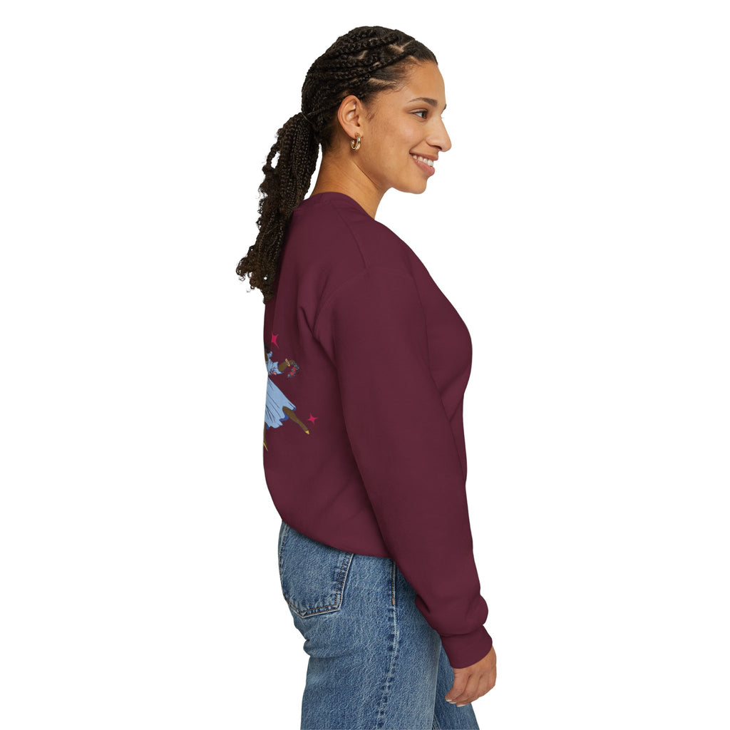 Crewneck Sweatshirt — Cute Cloud & Arabic Script Graphic (Masha' Al-Sama Al-Ahmar)
